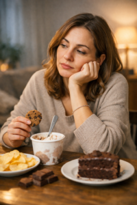 Alimenta&ccedil;&atilde;o emocional e o c&eacute;rebro cansado. por que comer vira ref&uacute;gio?